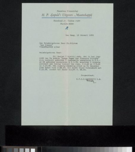 Letter to Philip Zilcken