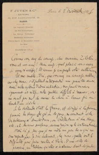 Letter to Philip Zilcken