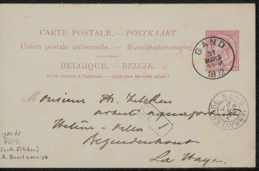 Postcard to Philip Zilcken