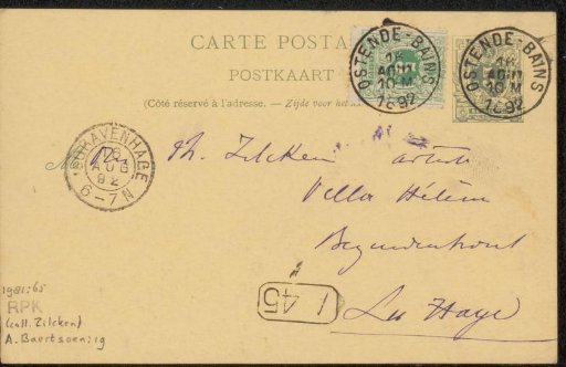 Postcard to Philip Zilcken