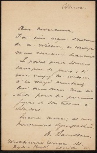 Letter to Philip Zilcken