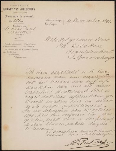 Letter to Philip Zilcken