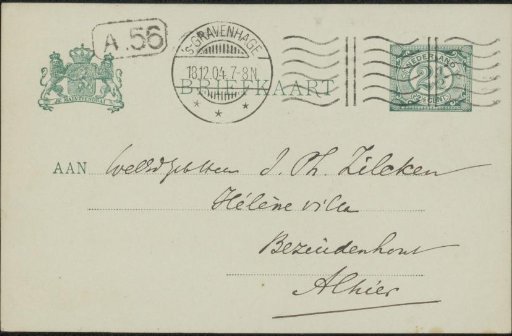 Postcard to Philip Zilcken