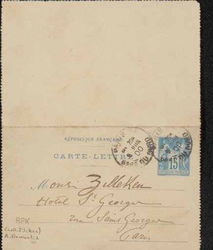Postcard to Philip Zilcken