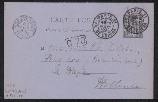 Postcard to Philip Zilcken