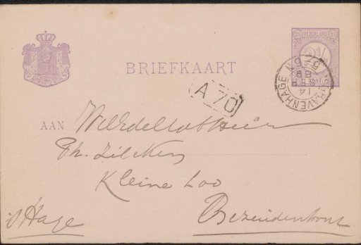 Postcard to Philip Zilcken