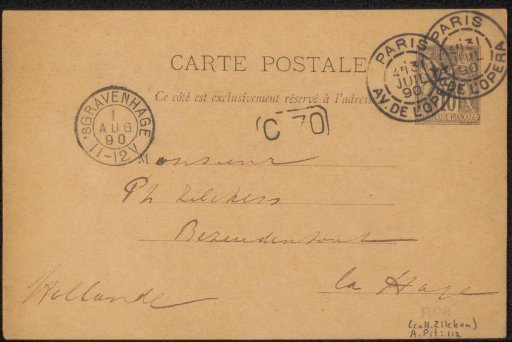 Postcard to Philip Zilcken