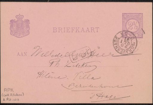 Postcard to Philip Zilcken