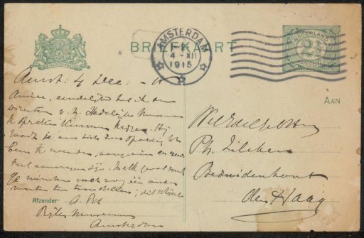 Postcard to Philip Zilcken