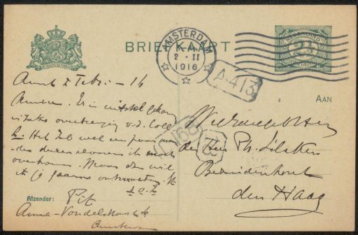 Postcard to Philip Zilcken