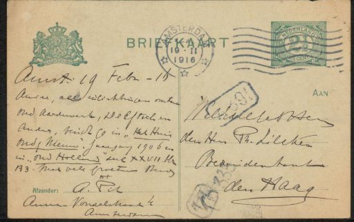 Postcard to Philip Zilcken