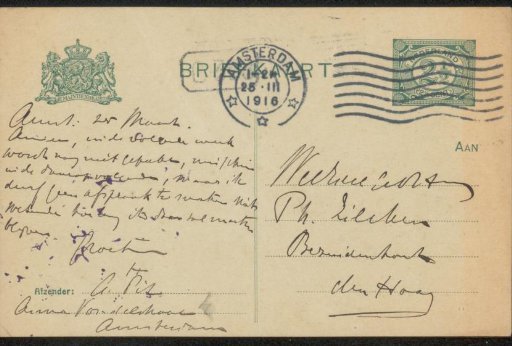Postcard to Philip Zilcken