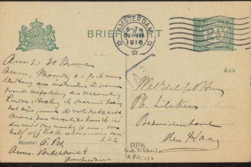Postcard to Philip Zilcken