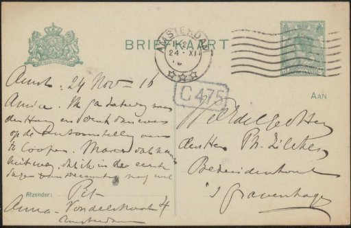 Postcard to Philip Zilcken