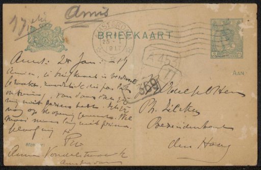 Postcard to Philip Zilcken