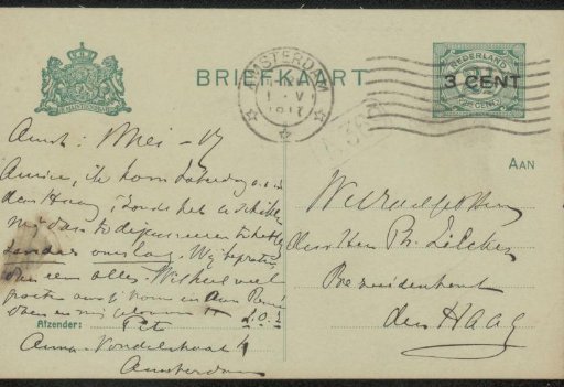 Postcard to Philip Zilcken
