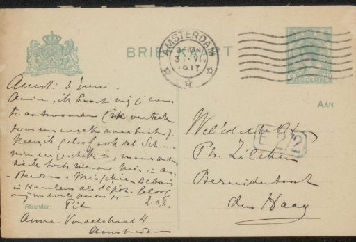 Postcard to Philip Zilcken