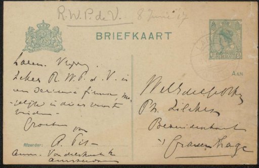 Postcard to Philip Zilcken