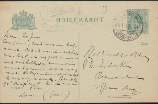 Postcard to Philip Zilcken