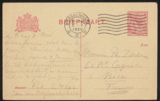 Postcard to Philip Zilcken