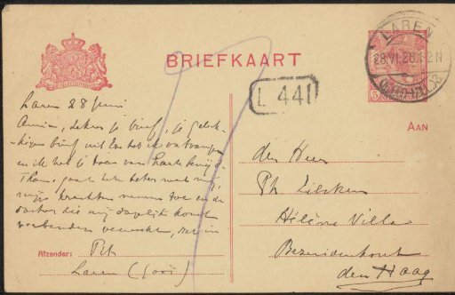 Postcard to Philip Zilcken