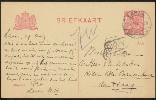 Postcard to Philip Zilcken
