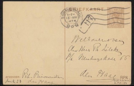 Postcard to Philip Zilcken