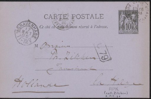 Postcard to Philip Zilcken