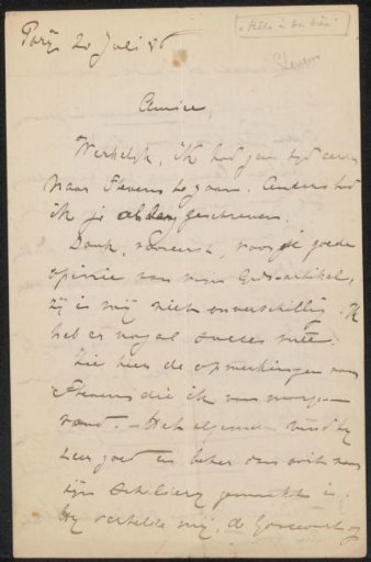 Letter to Philip Zilcken