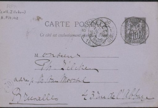 Postcard to Philip Zilcken