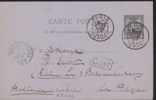 Postcard to Philip Zilcken
