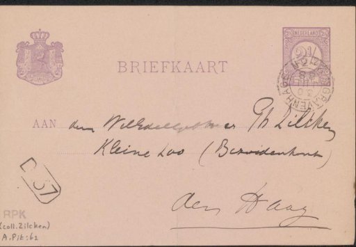 Postcard to Philip Zilcken