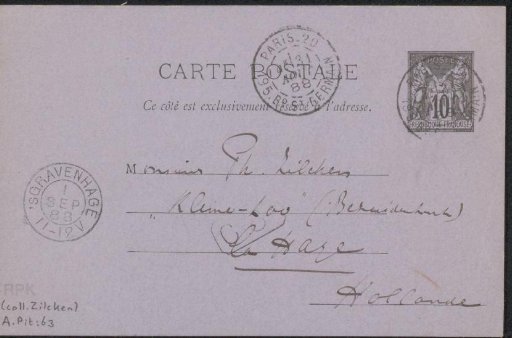 Postcard to Philip Zilcken