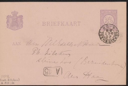 Postcard to Philip Zilcken