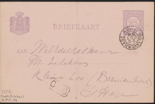 Postcard to Philip Zilcken