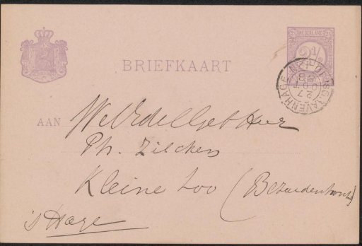 Postcard to Philip Zilcken