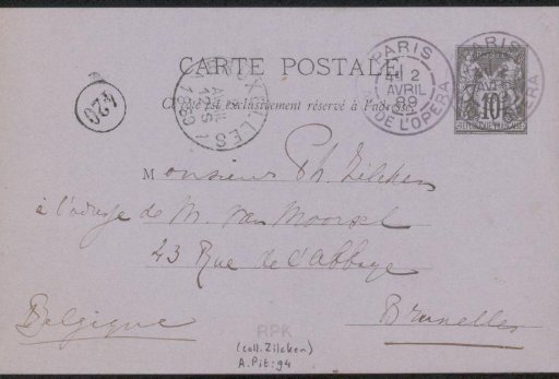 Postcard to Philip Zilcken