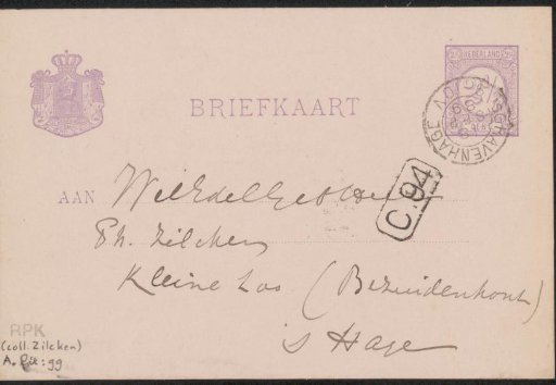 Postcard to Philip Zilcken
