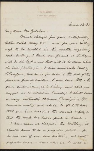 Letter to Philip Zilcken