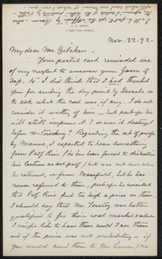 Letter to Philip Zilcken