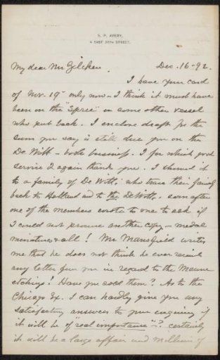 Letter to Philip Zilcken