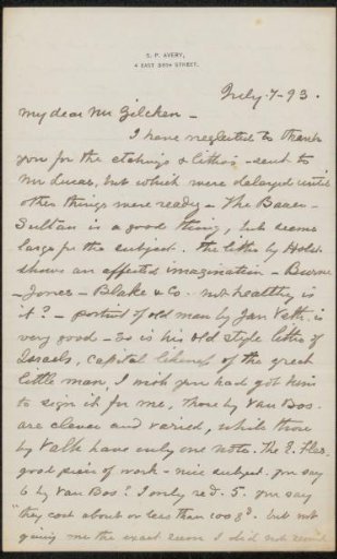 Letter to Philip Zilcken