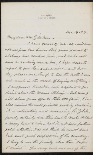 Letter to Philip Zilcken