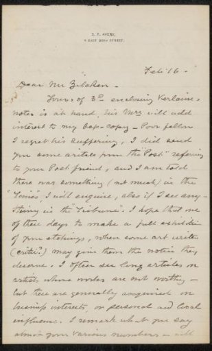 Letter to Philip Zilcken