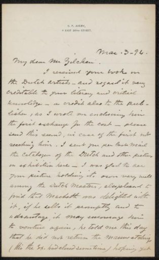 Letter to Philip Zilcken
