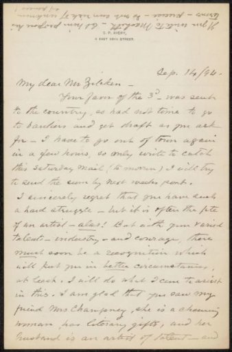 Letter to Philip Zilcken