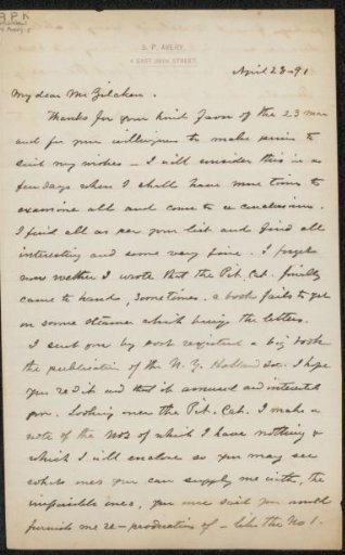 Letter to Philip Zilcken