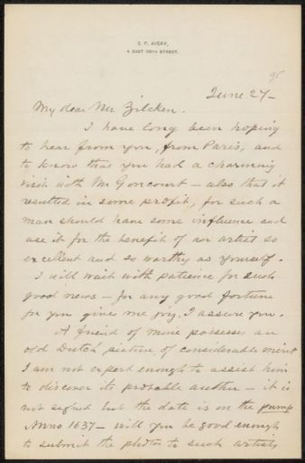 Letter to Philip Zilcken
