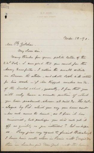 Letter to Philip Zilcken