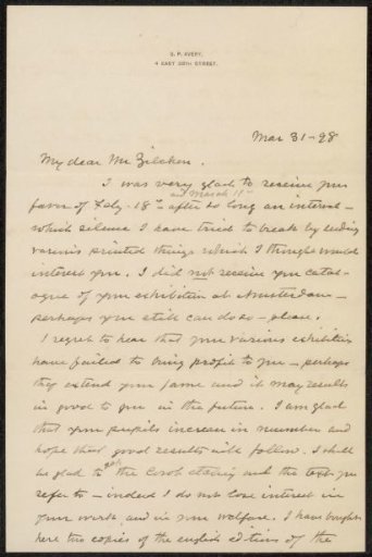 Letter to Philip Zilcken